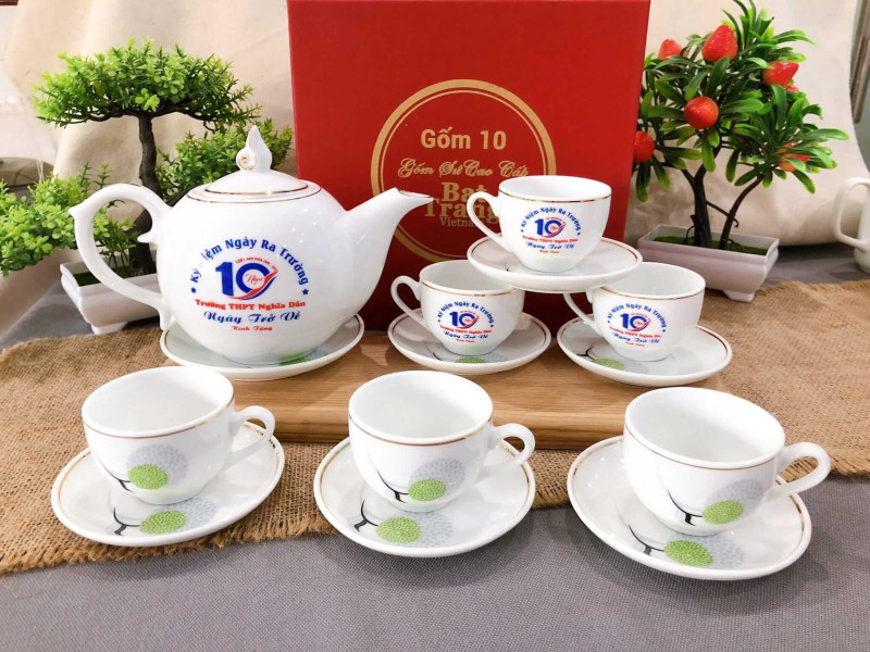 Bộ ấm chén sứ in logo